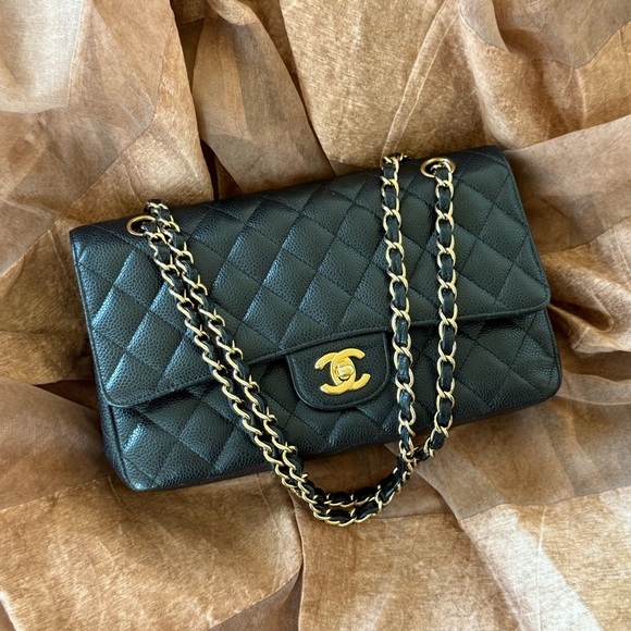CHANEL Black Caviar Medium Classic Double Flap 24K GHW (Series 12) - Picture 1 of 17